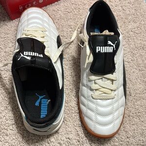 Puma White and Black Soccer Shoes